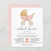 Begroting Virtual Baby shower Retro Carriage roze (Voorkant / Achterkant)