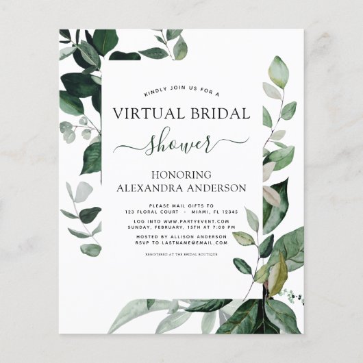 Begroting Virtual Vrijgezellenfeest Botanical Invi Flyer (Voorkant)