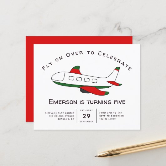 Begroting vliegt over vliegdaguitnodiging (Voorkant / Achterkant in situ)