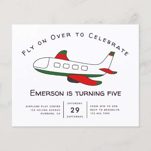 Begroting vliegt over vliegdaguitnodiging (Voorkant)