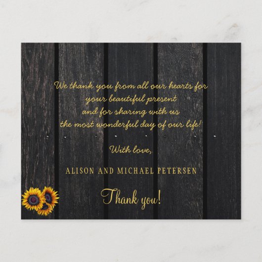 Begroting voor de bruiloft met zonnebloemen bedank flyer (Achterkant)