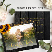 Begroting voor de bruiloft met zonnebloemen bedank flyer