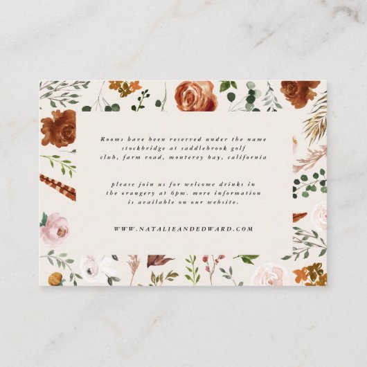 Begroting voor de natuurlijke roestbloem, elegant  informatiekaartje (Achterkant)