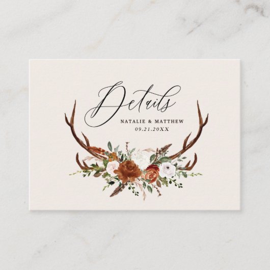 Begroting voor de natuurlijke roestbloem, elegant  informatiekaartje (Voorkant)