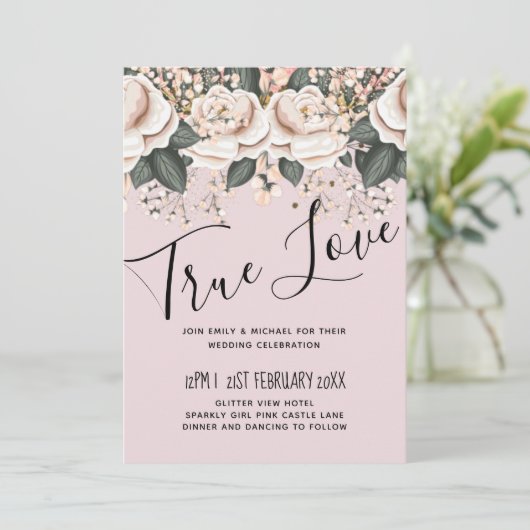 Begroting voor het blush Pink Floral Sage Weddensc (Staand voorkant)