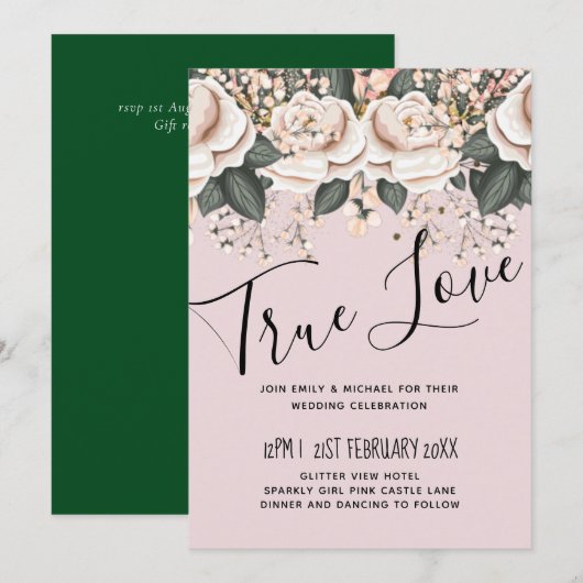 Begroting voor het blush Pink Floral Sage Weddensc (Voorkant / Achterkant)