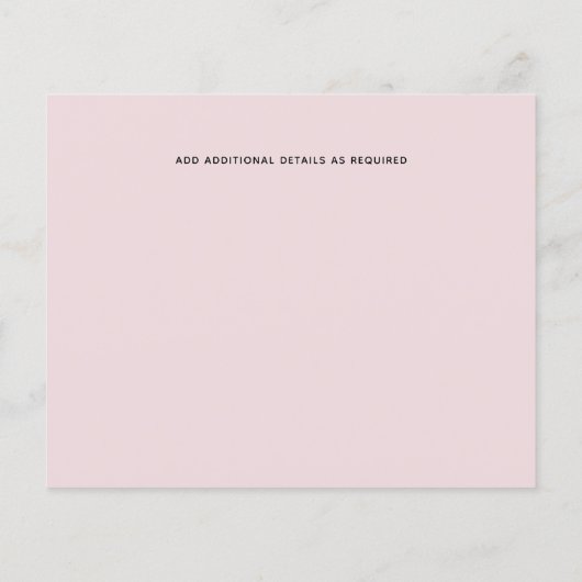 Begroting voor het blush Pink Floral Sage Weddensc (Achterkant)