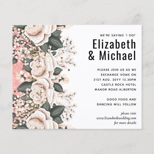 Begroting voor het blush Pink Floral Sage Weddensc (Voorkant)