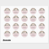 Begroting voor het blush Pink Floral Sage Weddensc Ronde Sticker (Vel)