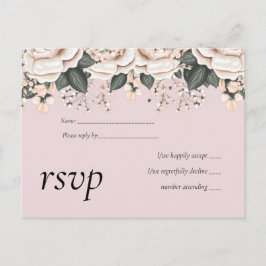 Begroting voor het blush Pink Floral Sage Weddensc Uitnodiging Briefkaart