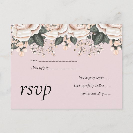 Begroting voor het blush Pink Floral Sage Weddensc Uitnodiging Briefkaart (Voorkant)