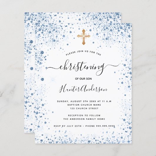 Begroting voor het christenen blauw-witte uitnodig (Voorkant / Achterkant)