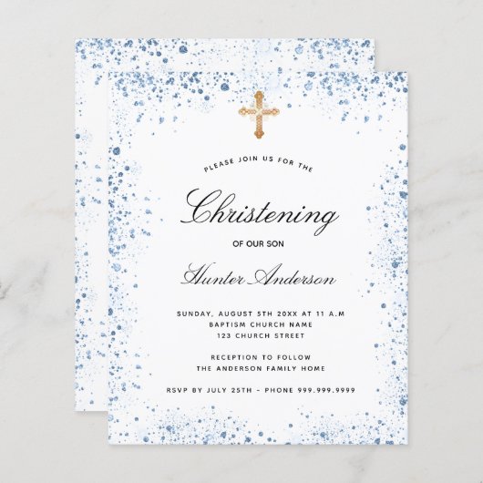 Begroting voor het christenen blauw-witte uitnodig (Voorkant / Achterkant)