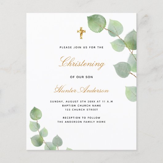 Begroting voor het christenen van de gouden gouden (Voorkant)