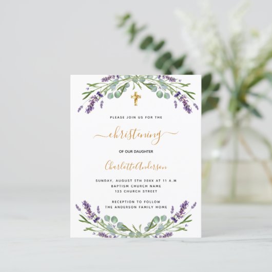 Begroting voor het christenen van de lavender euca (Staand voorkant)