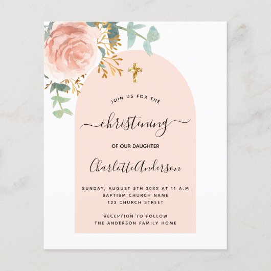 Begroting voor het christenen van eucalyptus roos  (Voorkant)