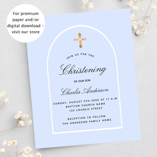 Begroting voor het christenen van lichtblauwe baby