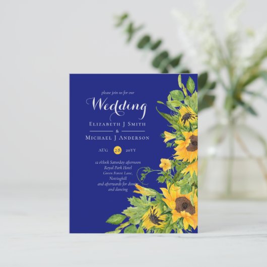 Begroting voor marineblauw-zonnebloemen-weddenscha (Staand voorkant)