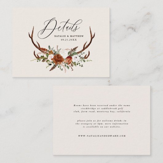 Begroting voor natuurlijke staartrog florale elega informatiekaartje (Voorkant / Achterkant)