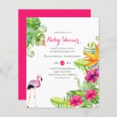 Begroting voor Tropical Flamingo Baby shower nodig (Voorkant / Achterkant)