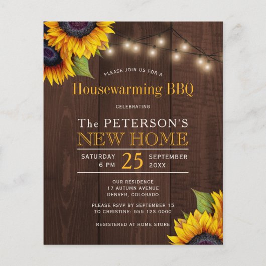 Begroting voor zonnebloemen herfst huisverwarming  flyer (Voorkant)