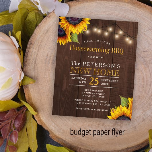 Begroting voor zonnebloemen herfst huisverwarming  flyer