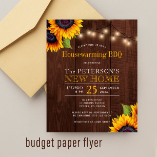 Begroting voor zonnebloemen herfst huisverwarming flyer
