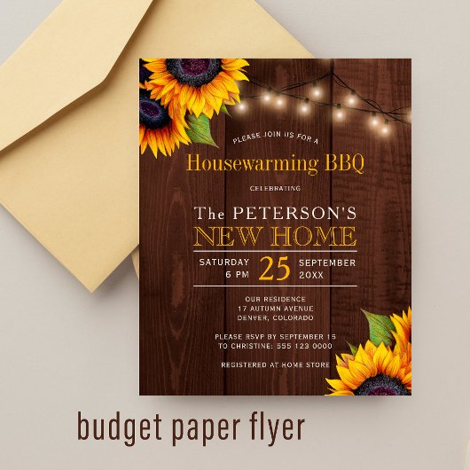 Begroting voor zonnebloemen herfst huisverwarming  flyer