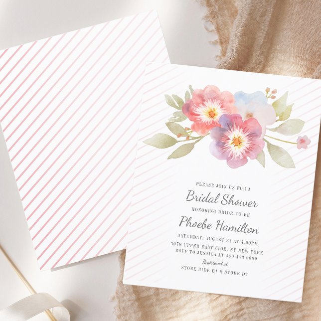 Begroting Vrijgezellenfeest Moderne Floral (Watercolor Pink Floral Bridal Shower Modern Invitation)