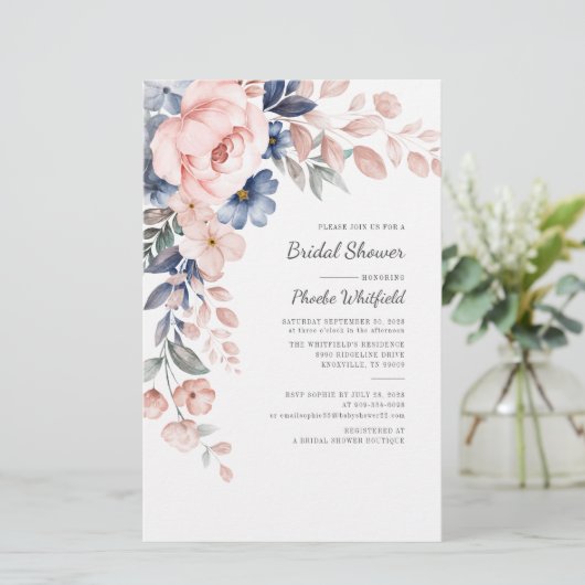 Begroting Vrijgezellenfeest Pink Floral Uitnodigin Briefpapier (Staand voorkant)