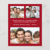 Begroting Vrory Kerstmis 4 Foto Red Holiday Card (Achterkant)