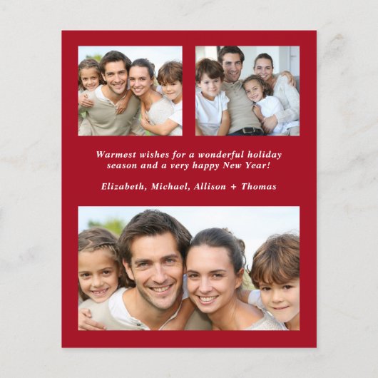 Begroting Vrory Kerstmis 4 Foto Red Holiday Card (Achterkant)