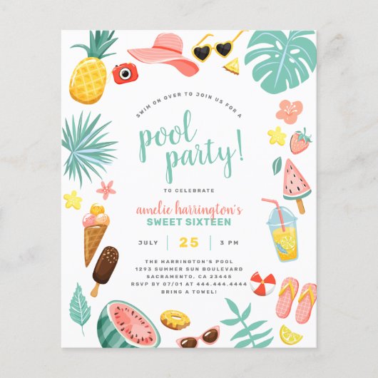 Begroting Watermeloen, ananas en tropische pool (Voorkant)