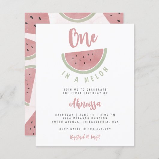 Begroting Watermelon One in een Melon First Birthd (Voorkant / Achterkant)