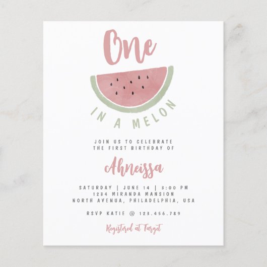 Begroting Watermelon One in een Melon First Birthd (Voorkant)