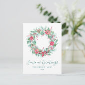 Begroting Waterverf Berries & Greenery Wreath Feestdagenkaart (Staand voorkant)