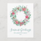 Begroting Waterverf Berries & Greenery Wreath Feestdagenkaart (Voorkant)