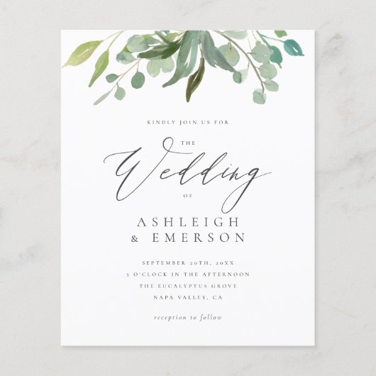 Begroting Waterverf Eucalyptus Greenery Wedding (Voorkant)