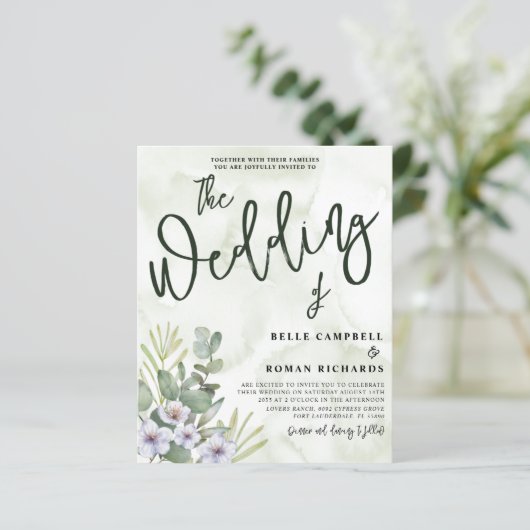 Begroting Waterverf Eucalyptus Sage Green Wedding (Staand voorkant)