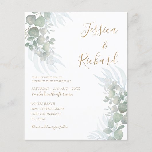 Begroting Waterverf Eucalyputus Sage Green Wedding (Voorkant)