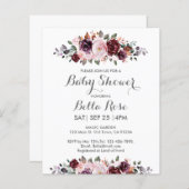 Begroting Waterverf Floral Baby shower Uitnodiging (Voorkant / Achterkant)