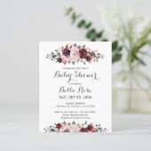 Begroting Waterverf Floral Baby shower Uitnodiging (Staand voorkant)