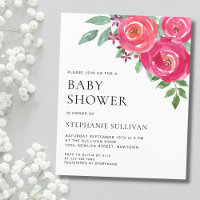 Begroting Waterverf Floral Baby shower Uitnodiging
