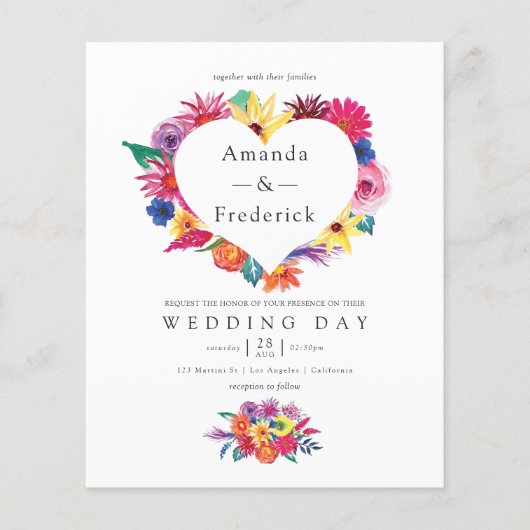 Begroting Waterverf Floral Fiesta Wedding Flyer (Voorkant)