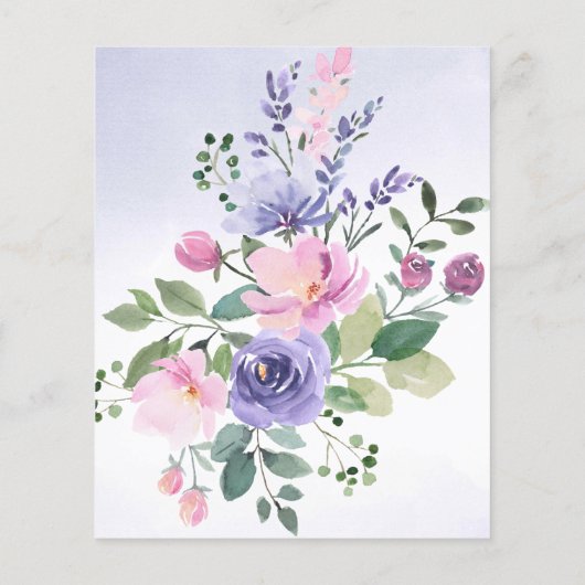 Begroting Waterverf Floral Paars roze bruiloft (Achterkant)