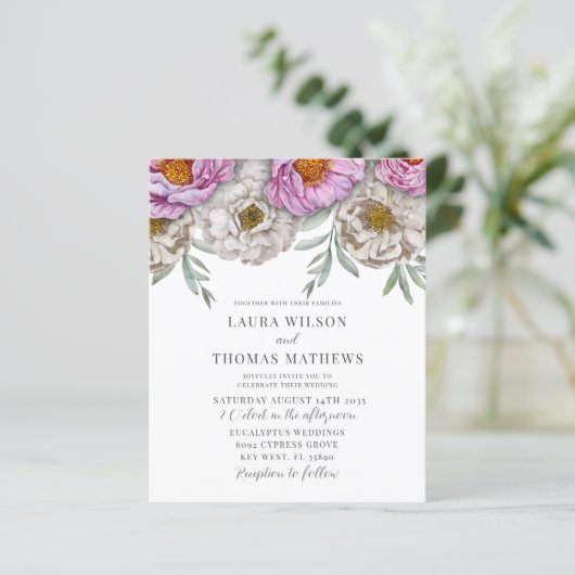 Begroting Waterverf Florals Pink & White Wedding (Staand voorkant)