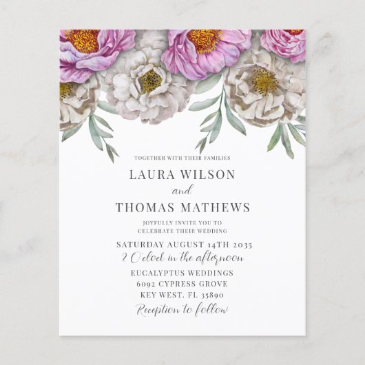 Begroting Waterverf Florals Pink & White Wedding (Voorkant)