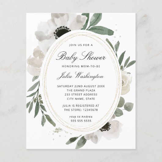 Begroting Waterverf Greenery Baby shower (Voorkant)