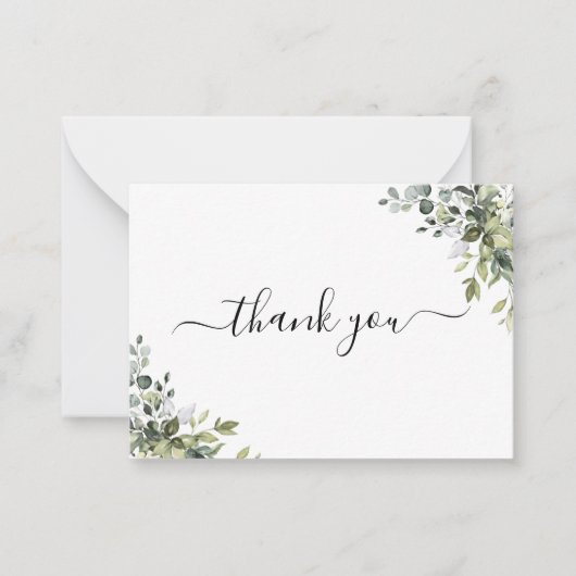 BEGROTING waterverf groen Dank u wel Notitiekaartje (Voorkant)