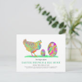 Begroting waterverf paasBrunch en eierjacht Uitnodiging Briefkaart (Staand voorkant)